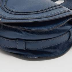 Pre Owned Chloe Blue Leather Mini Marcie Crossbody Bag