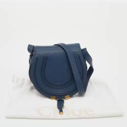 Pre Owned Chloe Blue Leather Mini Marcie Crossbody Bag