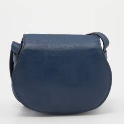 Pre Owned Chloe Blue Leather Mini Marcie Crossbody Bag
