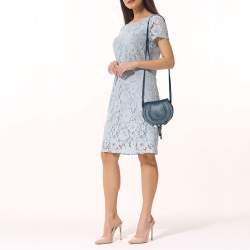 Pre Owned Chloe Blue Leather Mini Marcie Crossbody Bag