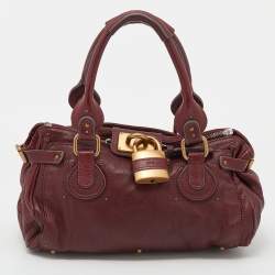 Pre Owned Chloe Crimson Red Leather Medium Paddington Satchel