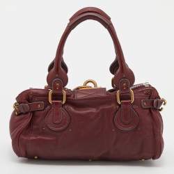 Pre Owned Chloe Crimson Red Leather Medium Paddington Satchel
