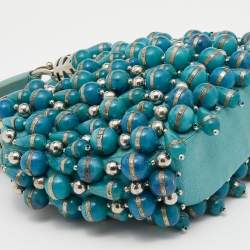 Pre Owned Chloe Blue Canvas Embellished Hobo