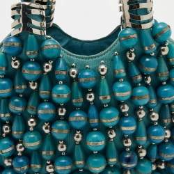 Pre Owned Chloe Blue Canvas Embellished Hobo