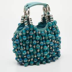 Pre Owned Chloe Blue Canvas Embellished Hobo