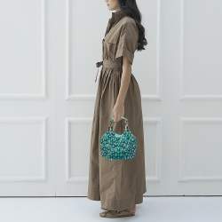 Pre Owned Chloe Blue Canvas Embellished Hobo