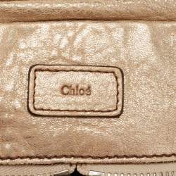 Pre Owned Chloe Metallic Gold Leather Saskia Satchel