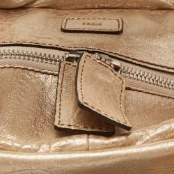 Pre Owned Chloe Metallic Gold Leather Saskia Satchel