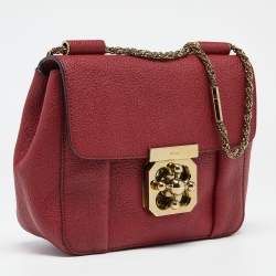 Pre Owned Chloé Red Leather Small Elsie Shoulder Bag