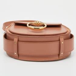 Pre Owned Chloe Peach Leather And Suede Small Tess Shoulder Bag