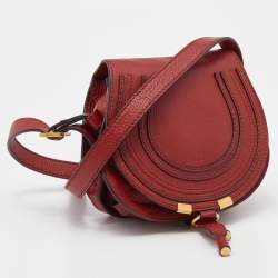 Pre Owned Chloe Red Leather Mini Marcie Crossbody Bag