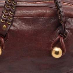 Pre Owned Chloe Burgundy/Green Patent and Leather Satchel