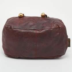 Pre Owned Chloe Burgundy/Green Patent and Leather Satchel