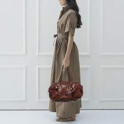 Pre Owned Chloe Burgundy/Green Patent and Leather Satchel