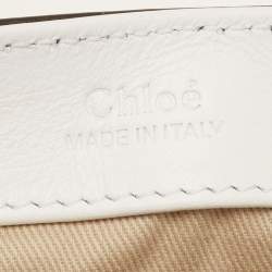 Pre Owned Chloe Off White Croc Embossed Leather Mini C Top Handle Bag