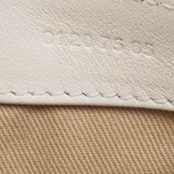 Pre Owned Chloe Off White Croc Embossed Leather Mini C Top Handle Bag
