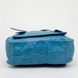 Pre Owned حقيبة ساتشل كلوي باي جلد أزرق كبيرة