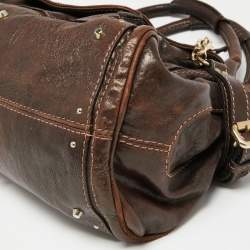 Pre Owned Chloe Brown Shimmer Leather Paddington Capsule Satchel