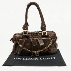 Pre Owned Chloe Brown Shimmer Leather Paddington Capsule Satchel