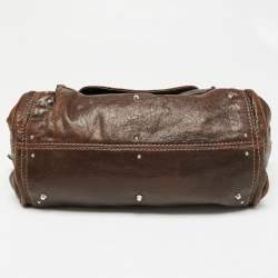 Pre Owned Chloe Brown Shimmer Leather Paddington Capsule Satchel
