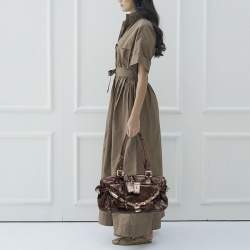 Pre Owned Chloe Brown Shimmer Leather Paddington Capsule Satchel