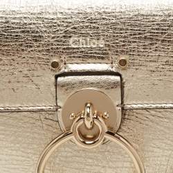 Pre Owned Chloe Metallic Gold Leather Small Tess Top Handle Bag