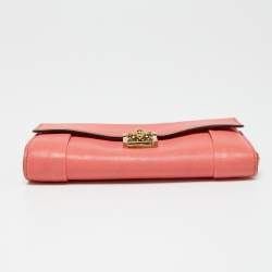 Pre Owned Chloe Coral Leather Elsie Continental Wallet