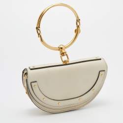 Chloe Off White Leather Small Nile Minaudiere Shoulder Bag