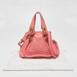 Pre Owned Chloe Coral Pink Leather Small Paraty Bag