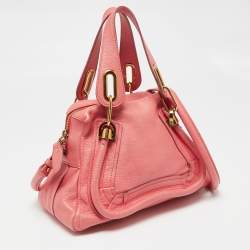 Pre Owned Chloe Coral Pink Leather Small Paraty Bag