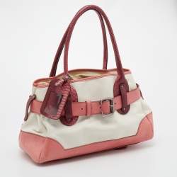 Pre Owned Chloe Multicolor Leather, Canvas And Python Buckle Tote