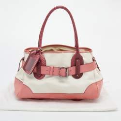 Pre Owned Chloe Multicolor Leather, Canvas And Python Buckle Tote