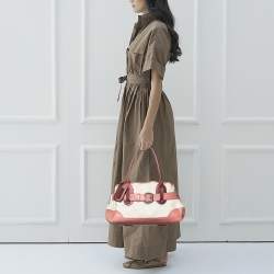 Pre Owned Chloe Multicolor Leather, Canvas And Python Buckle Tote