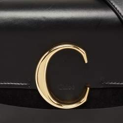 Pre Owned Chloe Black Leather C Top Handle Bag
