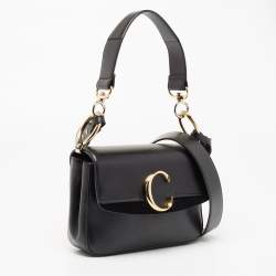 Pre Owned Chloe Black Leather C Top Handle Bag