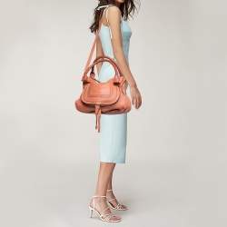 Pre Owned Chloe Peach Leather Medium Marcie Shoulder Bag
