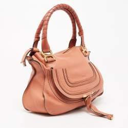 Pre Owned Chloe Peach Leather Medium Marcie Shoulder Bag