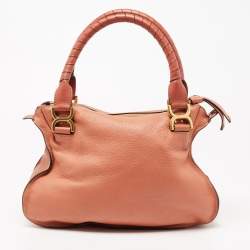Pre Owned Chloe Peach Leather Medium Marcie Shoulder Bag