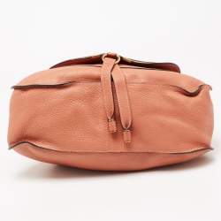 Pre Owned Chloe Peach Leather Medium Marcie Shoulder Bag