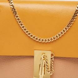 Chloe Beige/Mustard Leather Medium Drew Shoulder Bag