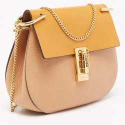 Chloe Beige/Mustard Leather Medium Drew Shoulder Bag