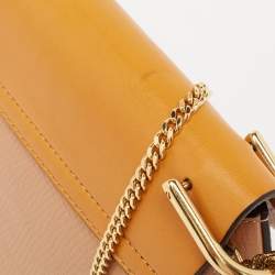 Chloe Beige/Mustard Leather Medium Drew Shoulder Bag