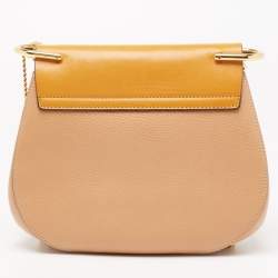 Chloe Beige/Mustard Leather Medium Drew Shoulder Bag