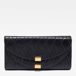 Pre Owned Chloe Black Quilted Leather Georgia Continental Wallet
