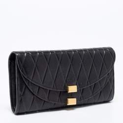 Pre Owned Chloe Black Quilted Leather Georgia Continental Wallet