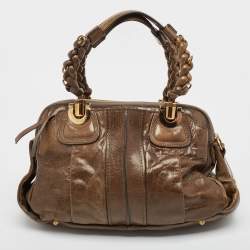 Pre Owned Chloe Dark Olive Leather Heloise Satchel