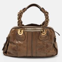 Pre Owned Chloe Dark Olive Leather Heloise Satchel