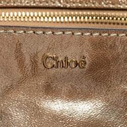 Pre Owned Chloe Gold Crinkled Glossy Leather Elsie Top Handle Bag