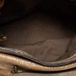 Pre Owned Chloe Gold Crinkled Glossy Leather Elsie Top Handle Bag