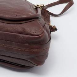 Pre Owned Chloe Dark Brown Leather Large Paraty Satchel